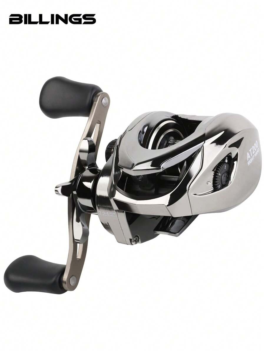 BILLINGS 带磁力刹车系统的抛饵式渔线轮，7.2:1高速齿轮比，高强度金属线杯，轻巧耐用，适用于淡水和海水垂钓。 - 銀色 - 查看 1