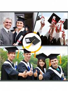 3pcs Black Graduation Cap Gift Box With Gold Tassel, Suitable For Graduation Celebration, Graduation Party And Gifts - A - View 7