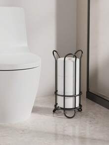 1pc Metal Upright Tissue Paper Holder, Bathroom Toilet Roll Dispenser - Vertical - View 11