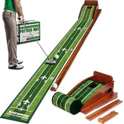 Putting Green Indoor Golf Putting Mat Ea To Assele Wit Automatic Ball Return Wrinkle-Free Close To Real Green Speed Suitable  Office Recreation Room Patio Ideal Gift