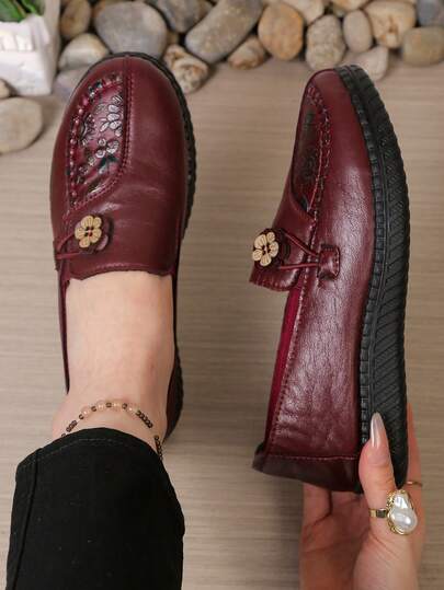 2026 New Slip-On Shoes, Soft Sole Comfortable Casual Shoes With Retro Floral Decor For Women