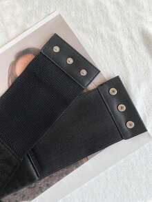 1件蕾丝弹力腰带，女士朋克风束腰带，宽松腰带，宫廷风，音乐节，泰式战术宽腰带 - 黑色 - 查看 2