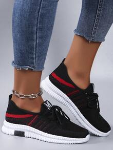 STEPREACH Spring New Women Sports Shoes, Fashionable Breathable Lightweight Non-Slip Durable Casual Sneakers, Flat Loafers - Black - View 5