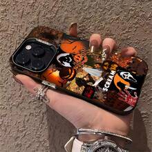Noche de miedo con temática naranja de Halloween Scream.funda de teléfono Fundas compatibles con ,Apple,VIVO,OPPO,,, y Honor.Fabricadas en silicona TPU,ofrecen protección contra golpes y caídas. - Negro - Ver 5