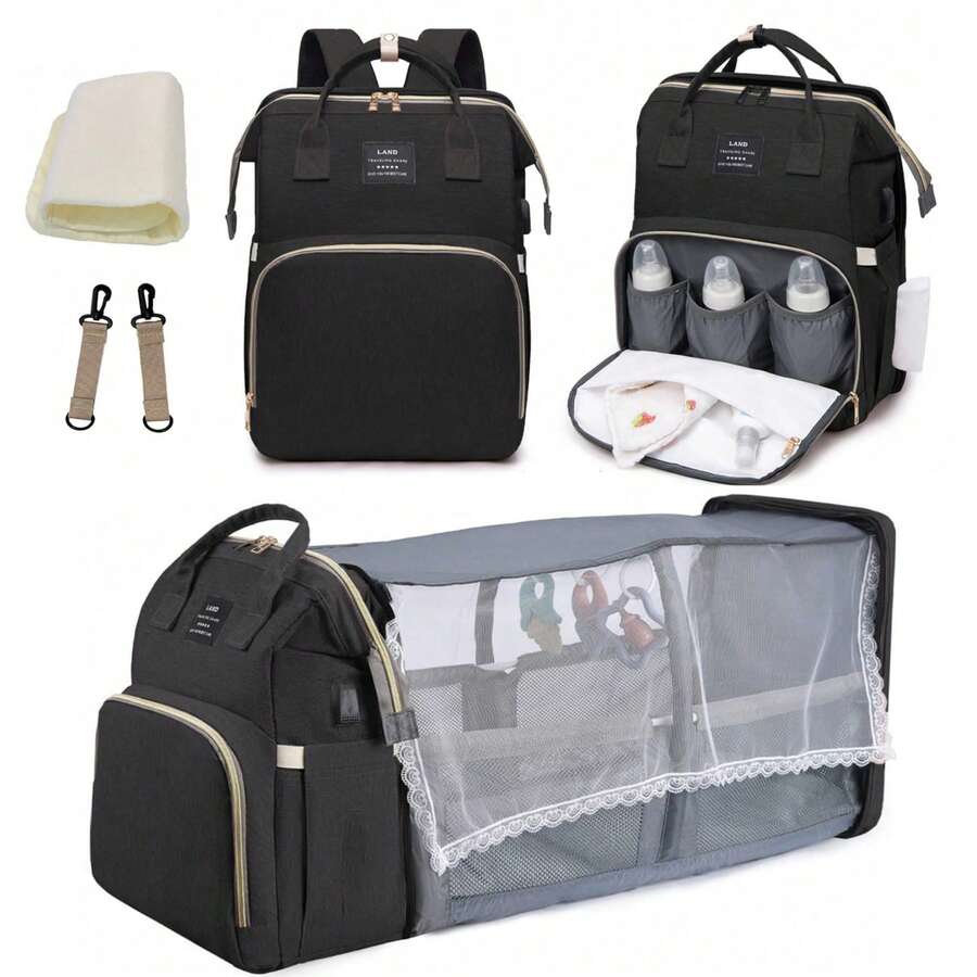 Ba By Diaper Bags With Changing Station, Waterproof Diaper Bag Backpack For Moms Dads, Ba By Shower Gifts, Large Capacity Diaper Backpack - 黑色 - 查看 1