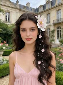 1 chiếc kẹp tóc tua rua hoa màu be lãng mạn, thanh lịch, phụ kiện tóc ngọt ngào dễ thương dành cho nữ, kẹp tóc, kẹp càng cua. - Nhiều màu - Xem 7