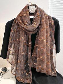 1 chiếc khăn bandana nữ, khăn choàng nhẹ, đơn sắc đính sequin, thích hợp dùng làm khăn trùm đầu, khăn trùm đầu kiểu Trung Đông, khăn trang trí, khăn choàng chống nắng, hoàn hảo cho sử dụng hàng ngày. - Vàng - Xem 7