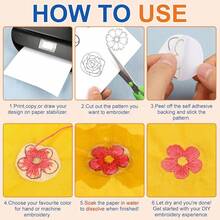 21cm X 30cm Water-Soluble Embroidery Stabilizer, Printable - Suitable For Hand And Machine Embroidery, Allows Printing Or Drawing Patterns - 1 Set - View 4