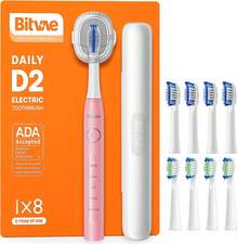 Bitvae Cepillo De Dientes Eléctrico Recargable, Aprobado por la , Cepillo Eléctrico Viaje con Batería Recargable de 60 Días de Duración, 5 Modos, Portacepillos, Color Negro - Cuarzo Rosa - Ver 9