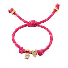 1条春夏Y2K风格彩色编织手链，镶嵌铜质心形锆石，男女皆宜，适合日常佩戴、送礼、休闲聚会和节日庆典。色彩鲜艳的饰品：时尚迷人的礼物，送给姐妹、朋友、爱人，母亲节礼物、生日礼物（手工编织）。 - 男孩女孩手繩 - 查看 14