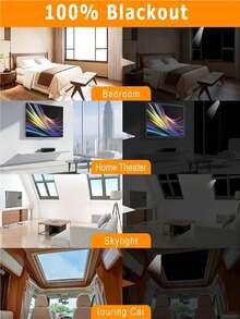 1PC Sunshade Curtains Are Easy To Remove No Need To Drill Holes Magic Tape Adhesive Style Blackout Curtains Opaque Window Curtains - Black - View 8