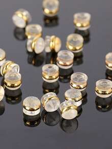 硅胶耳钉后塞，18K镀金，牢固锁扣，适用于重型耳环，低致敏性透明 - 銀色 - 查看 4