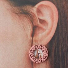 1pc Round Floral Pattern Soft Clay Earring Mold, Niche Geometric Earring Pendant Cutter DIY Handcraft Tool - White - View 5