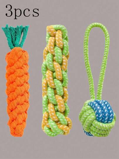 3件套狗狗磨牙玩具，绳结玩具，适合小型、中型、大型犬，缓解幼犬出牙无聊