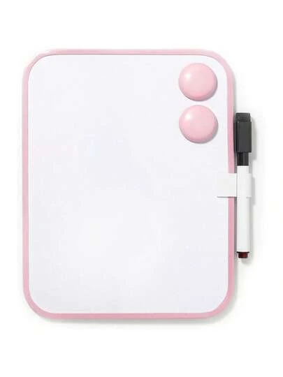 Pizarra magnética de borrado en seco de 6 pulgadas x 8 pulgadas en color rosa, incluye marcadores de pizarra blanca y 2 imanes - Pizarra blanca pequeña adecuada para taquillas escolares, aulas, hogar, oficina, viajes