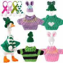 7 Inch Desk Goose Figurine Outfits Adorable Mini Goose Costume With Sweater Hats Scarves For Parties Home Decor - Light Green - View 6