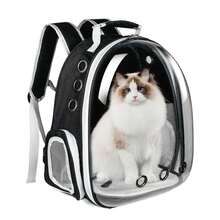 Sac à dos transparent moderne pour animaux de compagnie avec fermeture éclair - Structure robuste, doublure ventilée et rembourrée - Transporteur de voyage portable convenant aux chats, petits chiens, avions, trains - Multicolore - Voir 16