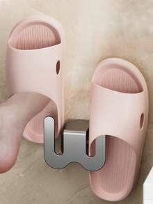 1/2pcs No Drill Wall Mounted Slipper Rack, Bathroom Hanging Shoe Storage Organizer Hook - Multicolor - View 3