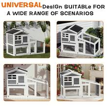 Conejera Grande de Madera de 134 cm (53") para Interior y Exterior, Ampliable de 2 Pisos con Rampa Antideslizante, Área de Juego Amplia, Techo con Bisagras y Bandeja Extraíble, para Conejos, Gallinas, Patos - gris - Ver 3