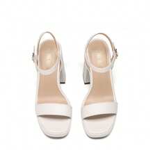 Platform Sandals For Women Chunky High Heels Block Open Toe Heels Fashion Wedding Party Evening Prom Dance Ankle Strap Ladies Dress Pump Shoes - 白色 - 查看 6