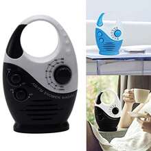EKDJKK Radio de ducha 3 V 0.5 W de volumen ajustable de la ducha del botón AM FM altavoz portátil impermeable altavoz baño ducha altavoces radio inalámbrico con mango superior - Blanco y Negro - Ver 4