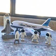Large White Airplane Toy Spacecraft Model, New Year Holiday Gift, Space Rocket Plane Astronaut Toy For Children Boys, New Year Gift, Birthday Gift - White - View 3