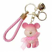New Creative Resin Yarn Bear Plush Car Keychain Fashion Cute Bag Pendant Creative Gift Ornament - 漸層粉 - 查看 6