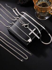 4pcs Stainless Steel Stylish Jewelry Set, Suitable For Daily Wear And Parties - Silver - View 4