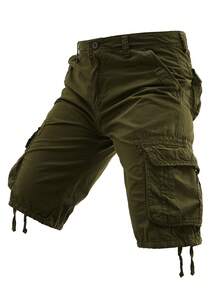 Men's Cargo Shorts Washed Cotton Casual  Multi Flap Pockets Lightweight Comfortable Summer Bottoms For Urban Streetwear Daily Commute Weekend Outings,Mens Clothes - 軍綠色 - 查看 5