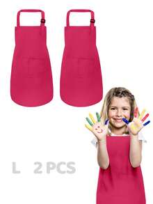 2pcs Adjustable Children's Art Apron, Boys & Girls Cooking Apron With Pockets, Suitable For Kitchen, Lab Activities, Painting And Baking Crafts - Multicolor - View 37