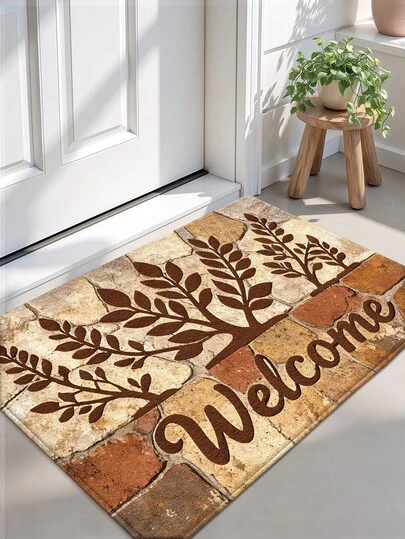 1 adet Çok Renkli Taş Dokulu Ağaç "Hoş Geldiniz" Vintage Giriş Paspası, Banyo, Mutfak, Dış Mekan, İç Mekan, Koridor, Yatak Odası, Oturma Odası için Uygun, Makinede Yıkanabilir, Kolay Temizlenir, Kaymaz Taban, Yatak Odası Kış Dekorasyonu, Sevgililer Günü Tatil Dekorasyonu, Banyo Aksesuarı, Oda Dekorasyon Seti için Uygundur