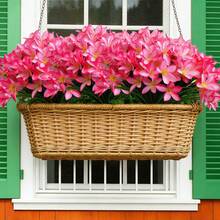 4 Bunches Artificial Plastic Fabric Lily Flowers, Suitable For Indoor And Outdoor Spring/Summer Decor, Applicable For Garden, Porch, Window Sill, Vase, And Wedding Decoration - Pink - View 8