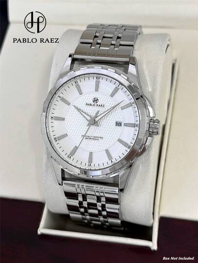  Pablo Raez 1pc Stainless Steel Men's Watch Famous Brand Designer Luxury Man Wristwatch Silver Original Charming Business 50M Water Resistant Simple Calendar Clock Men's Solid Heavy Metal Steel Bracelets Chain Casual Fashion Quartz Watch For Man Luminous Hands Roman Numeral & Bar Scale Black High Quality AAA Level Superior Wristwatch For Daliy Use Gift For Father Or Male Friend Birthday Gorgeous Graduation Wedding Presents