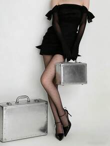 1 Pair Slim Fit Black Polka Dot Opaque Tights Fashion Sexy Hot Style For Women Daily Commute Date Night Party - Multicolor - View 3