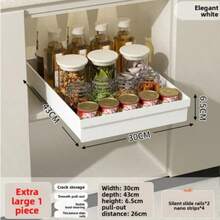 Sliding Cabinet Storage Rack - Expandable, Nano Adhesive Fixation, Space-Saving, Adjustable, Durable, Easy To Install, Suitable For Kitchen And Living Room Food Storage Shelves (With Sliding Rails) - Multicolor - View 16