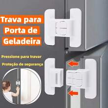 Trava para Porta de Geladeira Ordene Protetor Segurança Criança Proteção Bebê fechadura De Geladeira BMK-221 - Branco - Visão 2
