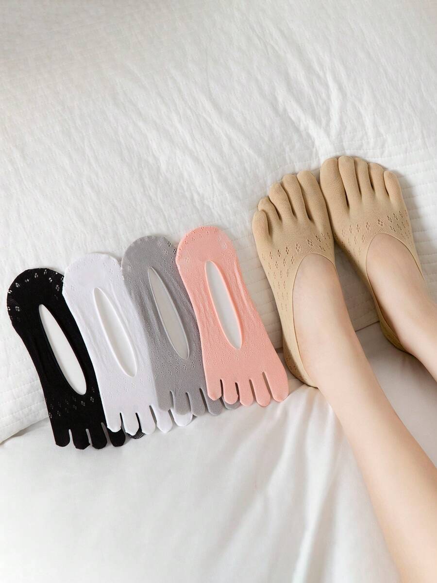 5 pares de calcetines invisibles de mujer para el verano, de malla transpirable y silicona antideslizante - Multicolor - Ver 1