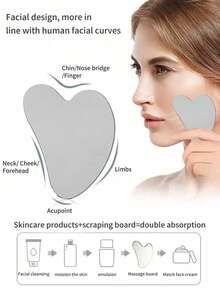 3件套淋巴塑形面部及身体刷具套装，含不锈钢刮痧板、淋巴引流按摩器，适用于面部、下颌线及颈部塑形，面部按摩工具套装 - 彩色 - 查看 5