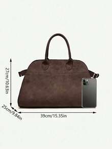 Vintage Brown Suede Tote Bag - Large Capacity Commute Shoulder Bag With Magnetic Closure, Nylon Lining, And Durable Handles, Ideal For Everyday Use, Everyday Tote Bag | Vintage Style Bag | Durable Handles, Tote Bag, New Fall Fashion 2025 For Women - 咖啡 - 查看 6