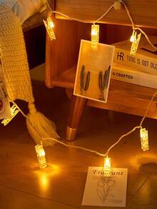 1pc Room Wall Decor Photo Clip LED String Lights, Girls Bedroom Wall Decor Light, Couple Anniversary Wedding Birthday Party Decoration Light - Transparent - View 12