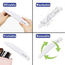 5件套专业半月形指甲锉，双面砂纸，80/100/150/180/240目，简约美甲沙龙专用 - 灰色 - 查看 7