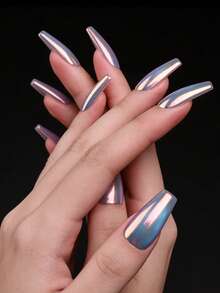 1盒甜甜圈形状指甲粉，镜面效果全息闪粉，彩虹变色美甲装饰闪粉 - 彩色 - 查看 2