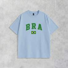 Men's Basic T-Shirt Brazil Hexa 100% Cotton Crew Neck Unisex - Baby Blue - View 8
