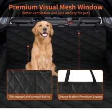 1pc Waterproof Pet Seat Cover Protector For Car Backseat, Black, Washable, With Center Console Opening, Scratch-Resistant, Stable Pet Car Mat - 1pc Car Rear Seat Pet Cushion - View 9
