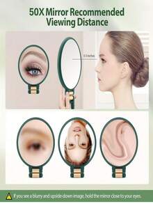Kính lúp 50X, Gương cầm tay di động có tay cầm - Gương cầm tay hai mặt, độ phóng đại 5X/50X, tay cầm/chân đế điều chỉnh được, gương trang điểm nhỏ gọn có thể gập lại, giá cả phải chăng, thích hợp làm quà Giáng sinh, mỹ phẩm, dụng cụ trang điểm, quà tặng, đồ dùng du lịch, đồ rẻ tiền, vật dụng cần thiết khi đi du lịch. - Nhiều màu - Xem 4