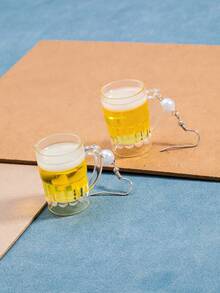 1 Pair Cute Beer Mug Earrings, Best Matching Accessory, Great Gift For Friends - Silver - View 4