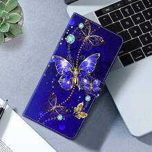 GLANDOTU Blue Butterfly Pattern PU Leather Wallet Phone Case, With PU Leather Flip Cover, Card Slots And Magnetic Buckle, Fits Multiple Brands And Models - Multicolor - View 6