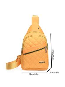 Versatile Fashion Embroidered Plaid Women's Crossbody Chest Bag - Yellow - View 2