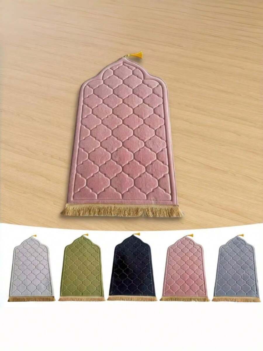 1pc Muslim Islamic Prayer Mat, Soft Thick Filled Prayer Rug; Home Prayer Area Pad, Eid Gift For Friends And Family, Religious Holiday Home Prayer Mat, New Muslim Starter Gift, Religious Study Group Gift, Muslim Housewarming Gift - Multicolor - View 1