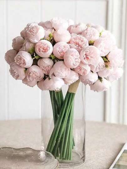 2 Bündel/1 Set Seiden-Pfingstrosen Blumenstrauß, 27 künstliche Pfingstrosen, geeignet für Zuhause, Hochzeit, Party, Tischdekoration, Bridal-Shower Dekoration